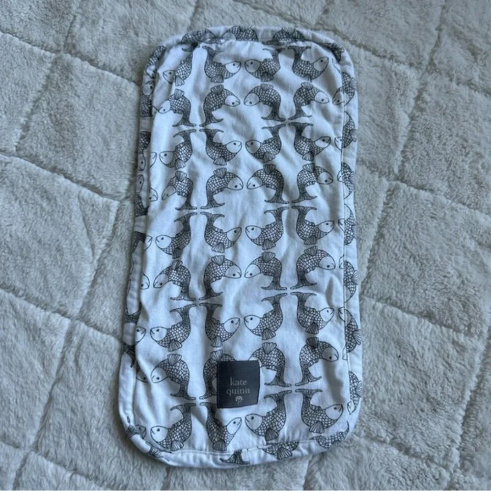 Kate Quinn | Black and White Koi Print Burp Cloth | One Size